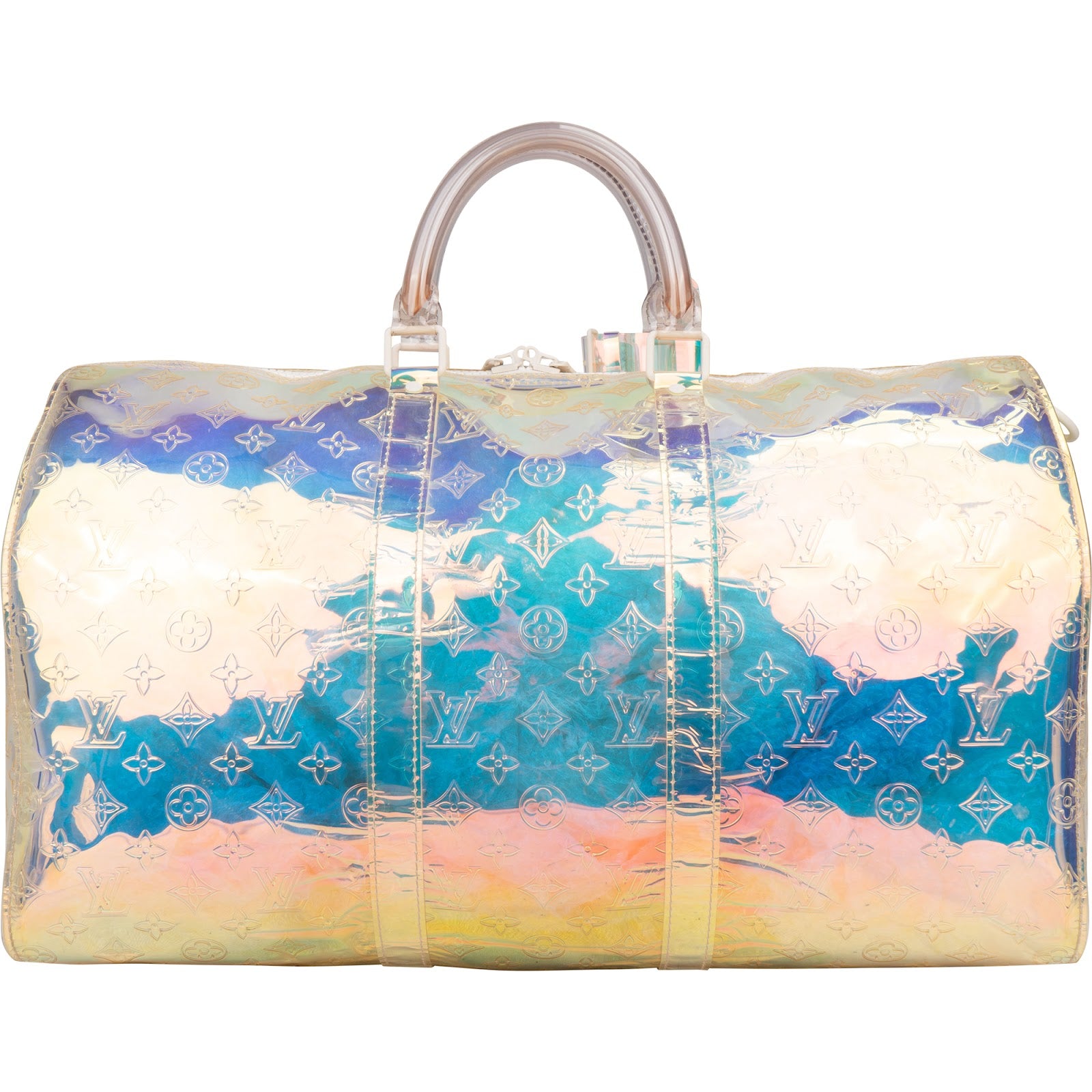 [🔄️B07 / F21] Louis Vuitton Canvas Iridescent Monogram Prism Keepall 50 Bandoulière Travel Bag - vintageandkickz