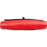 Gucci Red Pebbled Leather Bamboo Clutch Bag