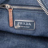 Prada Blue Denim Brown Leather D-Ring Shoulder Bag