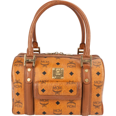 MCM Monogram Visetos Boston Pocket Handbag