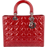 Christian Dior Quilted Patent Leather Lady Dior Handbag - vintageandkickz