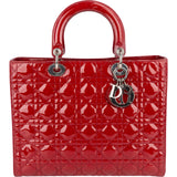 Christian Dior Quilted Patent Leather Lady Dior Handbag - vintageandkickz