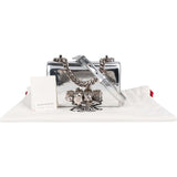 Alexander McQueen Mirrored Patent Leather Crystal-Embellished Skull Knuckle Ring Small Crossbody Bag