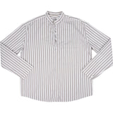 Hermès Striped Cotton Collar Half Close Longsleeve Blouse (FR39)