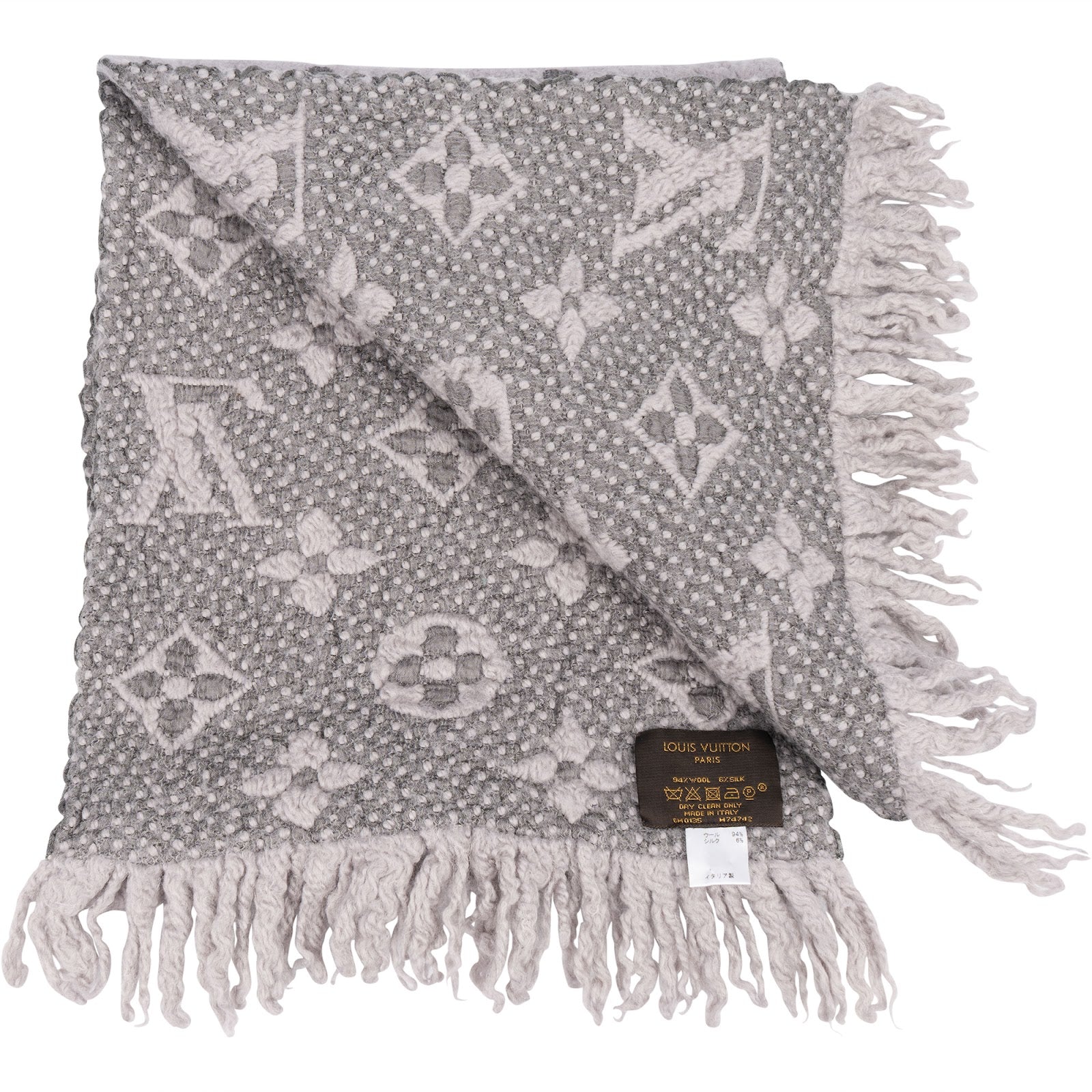 [🔄️B06 / F37] Louis Vuitton Wool Monogram Teddy Reykjavik Schal Scarf - vintageandkickz