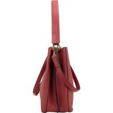 MCM Red Visetos Pebbled Leather Patricia Hobo Crossbody Bag