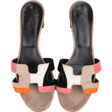 Hermès Multicolor Suede Oasis Block Sandals (37,5)