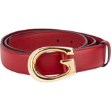 Gucci Red Leather Framed G Buckle Belt