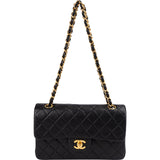 Chanel Quilted Lambskin 24K Gold Small Double Flap Shoulder Bag