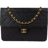 Chanel Quilted Lambskin 24K Gold Single Flap Shoulder Bag - vintageandkickz