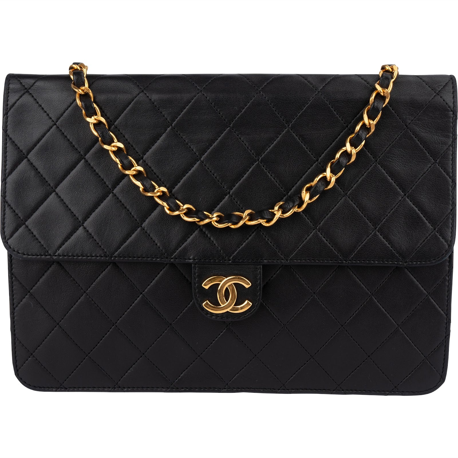 Chanel Quilted Lambskin 24K Gold Single Flap Shoulder Bag - vintageandkickz