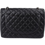 Chanel Quilted Caviar Leather Palladium Maxi Double Flap Crossbody Bag