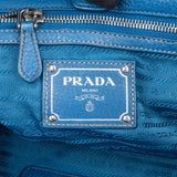 Prada Blue Vitello Daino Leather Tote Shoulder Bag