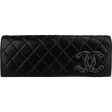 Chanel Glitter Quilted Suede Embelished CC East West Single Flap Clutch