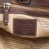 Prada Canvas Jacquard Emblem Tote Shoulder Bag