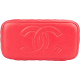 Chanel Quilted Lambskin Crystal Emblem CC Vanity Case Crossbody Bag