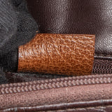 Gucci Brown Pebbled Leather Bamboo Top Handle Tote Handbag