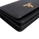 Prada Black Saffiano Leather Wallet On Chain Crossbody Bag