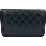 Chanel Leather Green Stitching BoyWallet On Chain Crossbody Bag
