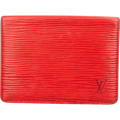 [🔄️B20 / F49] Louis Vuitton Red Epi Leather Card Holder Wallet - vintageandkickz