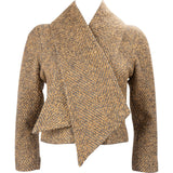 Chanel Multicolor Wool Draped Lapel Herringbone Scarf Jacket (FR 34 / DE 32)