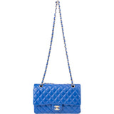 Chanel Bleu Quilted Lambskin Medium Double Flap Shoulder Bag