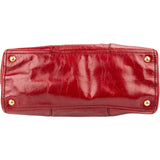 Prada Red Vitello Lux Leather Bauletto Handbag