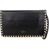 Valentino Garavani Black Leather Rockstud Clutch