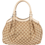 Gucci Monogram GG Canvas Metallic Leather Sukey Hobo Handbag