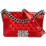 Chanel Quilted Patent Leather Small Boy Single Flap Crossbody Bag