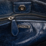 Miu Miu Blue Vitello Lux Leather Bow Handbag