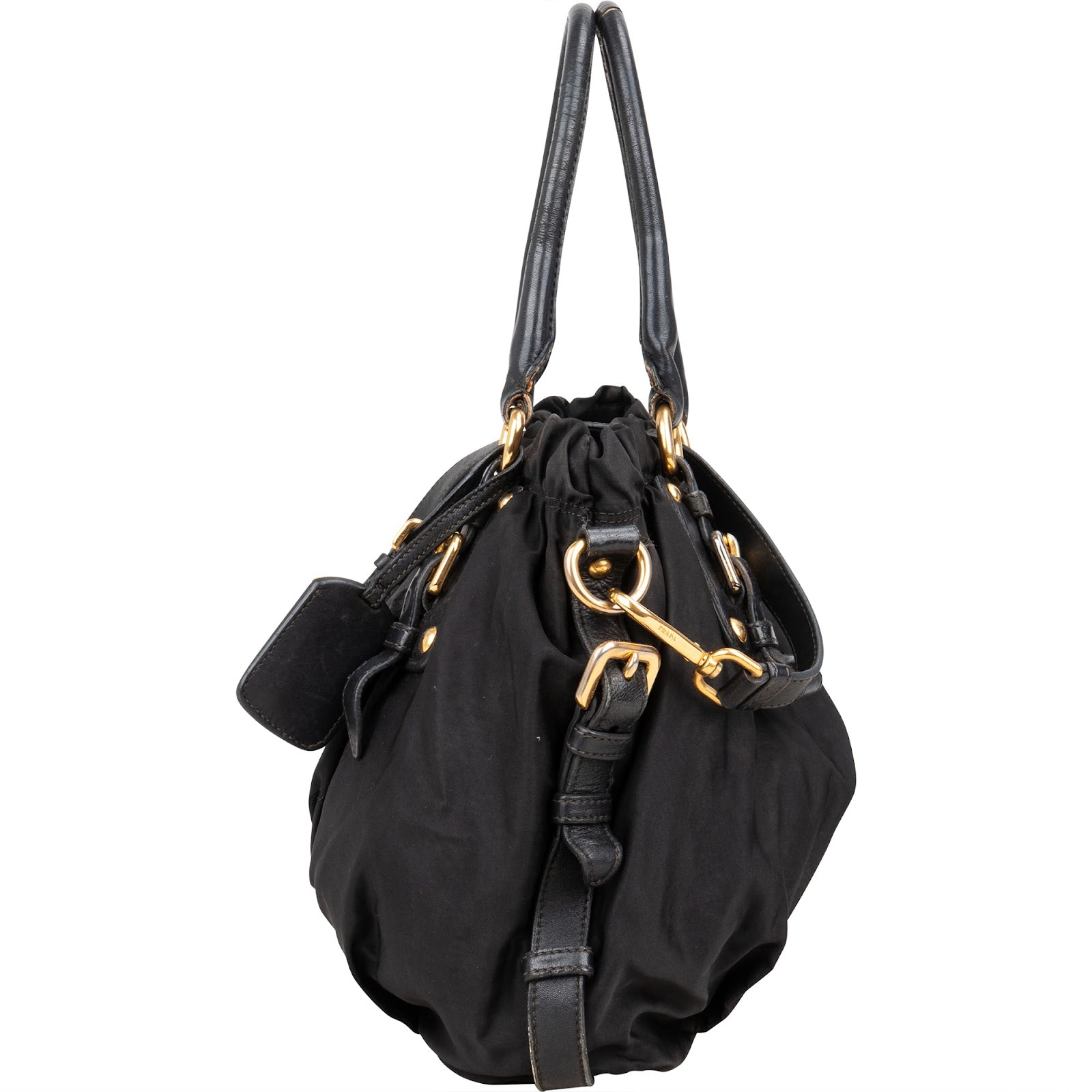 Prada Black Nylon Logo Handbag - vintageandkickz