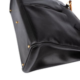 Gucci Black Leather Double Pocket Bamboo Handle Handbag
