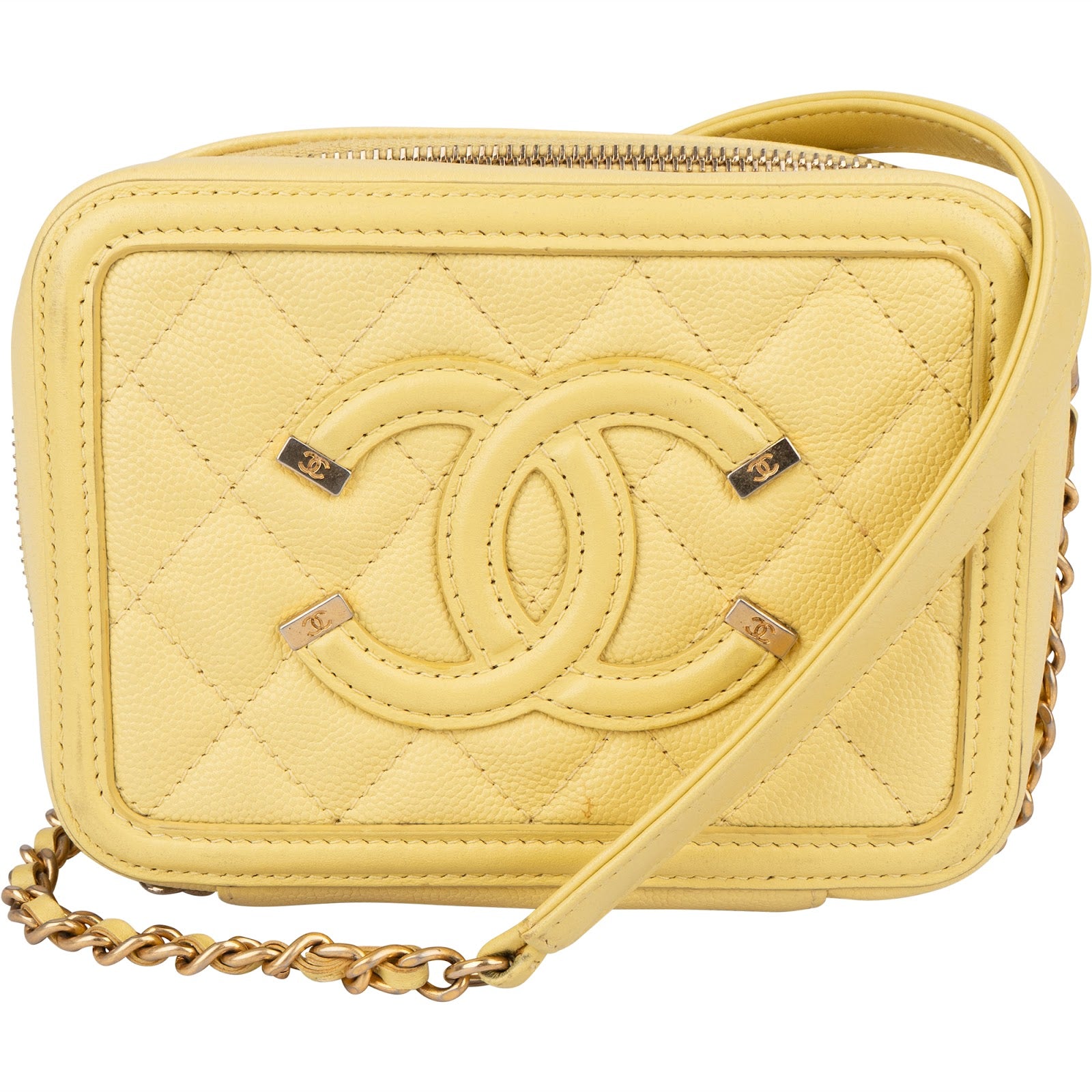 Chanel Quilted Caviar Leather CC Filigree Crossbody Bag - vintageandkickz