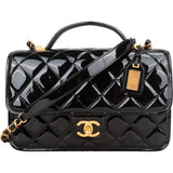Chanel Quilted Patent Leather Top Handle Handbag