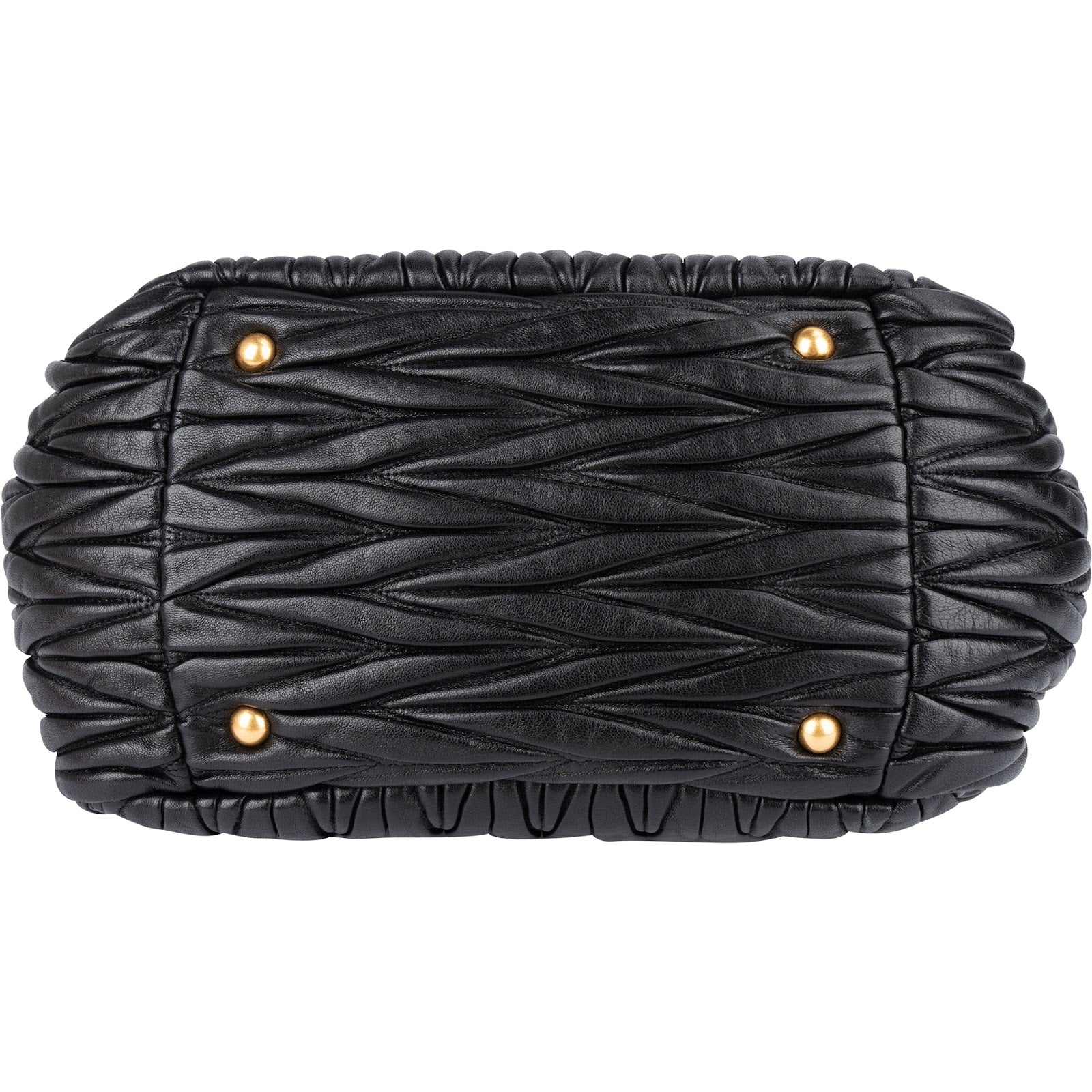 [🔄️B24 / F15] Miu Miu Black Matelassé Nappa Leather Top-Handle Bag Handbag - vintageandkickz