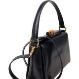 Gucci Blue Vintage Leather Bamboo Top Handle Handbag