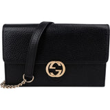 Gucci Grained Leather Interlocking GG Wallet On Chain Crossbody Bag