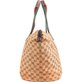 Gucci Monogram GG Canvas Web Strip Shopper Shoulder Bag