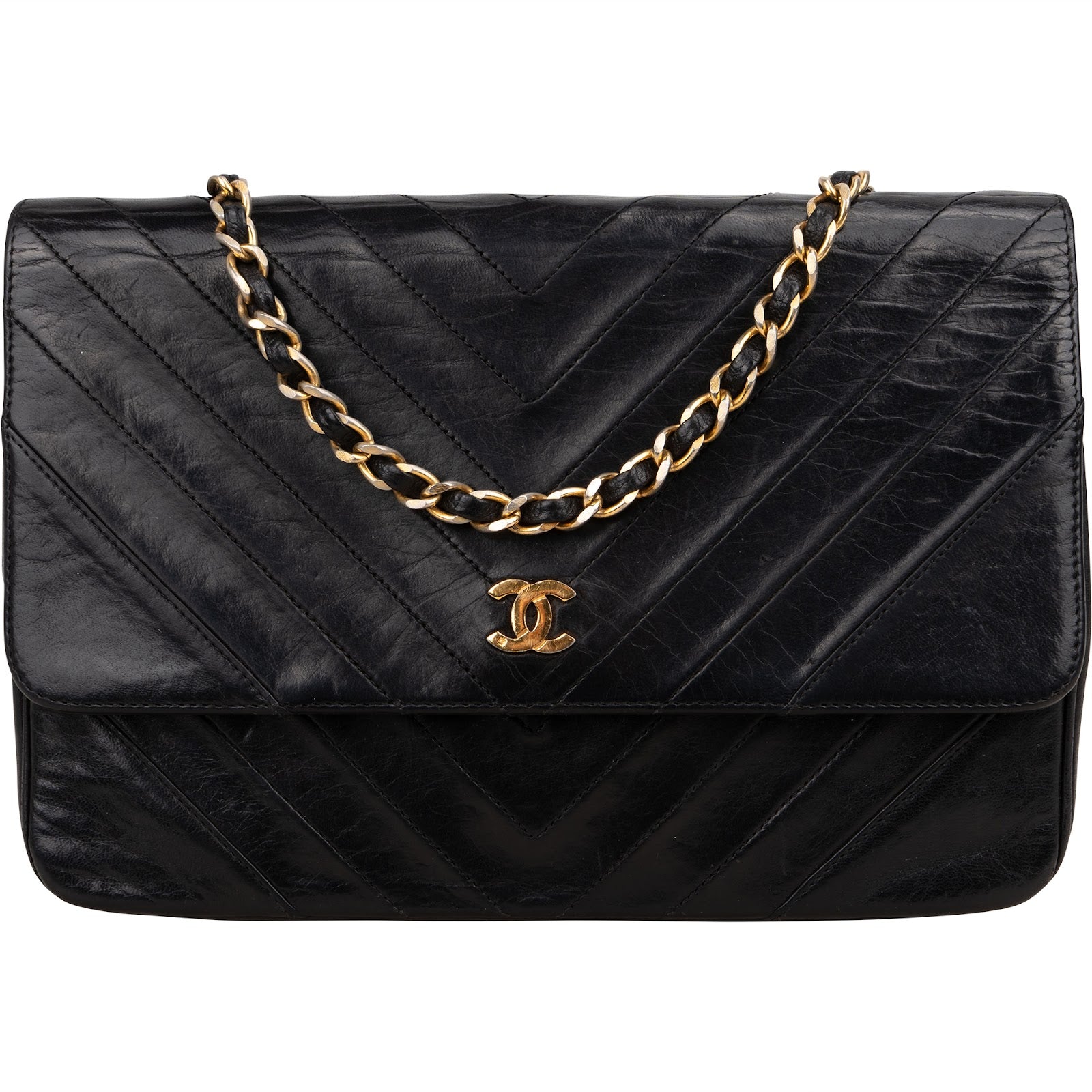 [🔄️B20 / F21] Chanel Lambskin Chevron Single Flap Crossbody Bag - vintageandkickz
