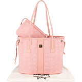 MCM Monogram Visetos Liz Pink Reversible Shopper Tote Shoulder Bag