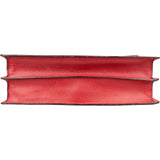 Gucci Red Grained Leather Bamboo Briefcase Crossbody Bag - vintageandkickz