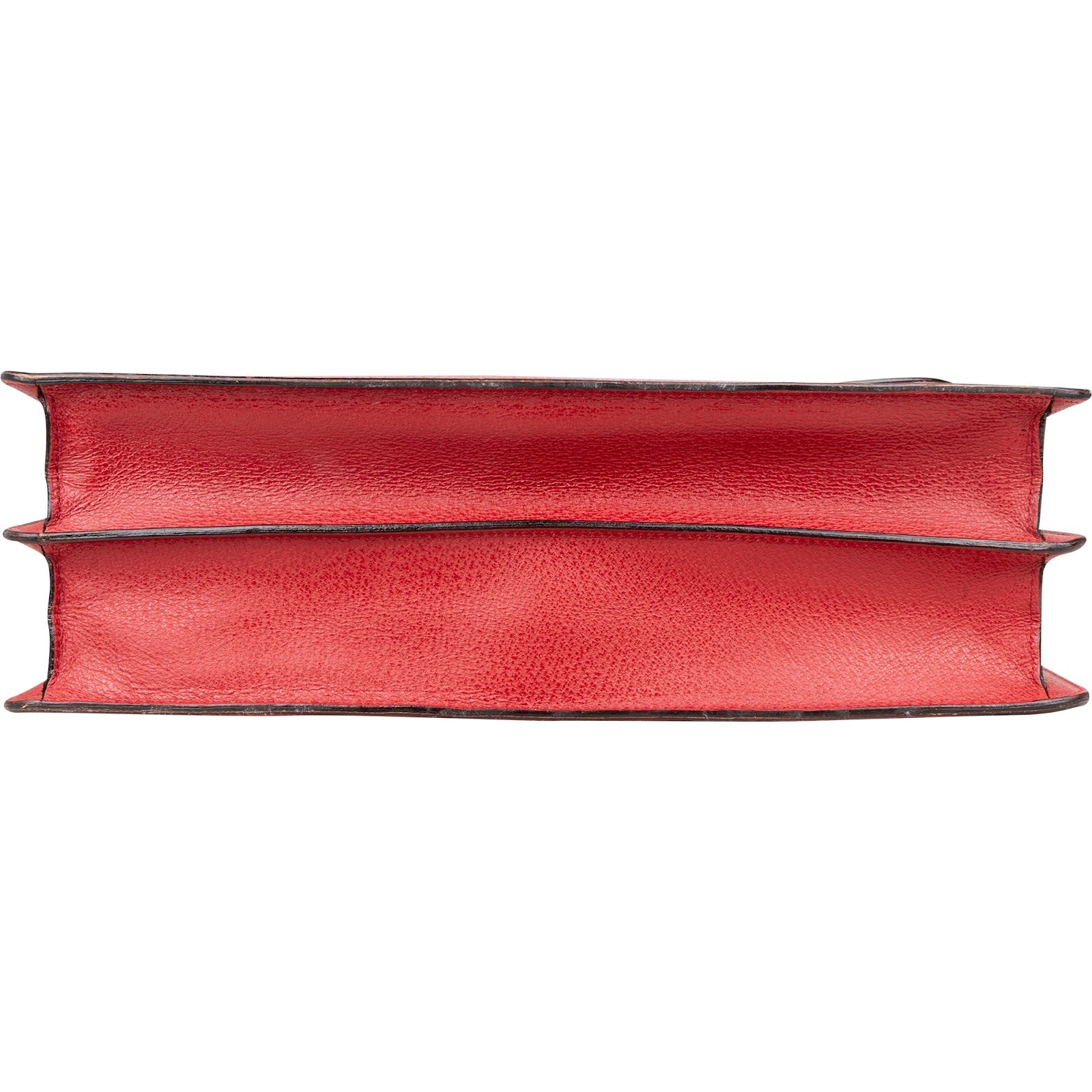 Gucci Red Grained Leather Bamboo Briefcase Crossbody Bag - vintageandkickz