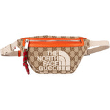 Gucci x The North Face Orange Leather Monogram GG Canvas Belt Bum Bag Crossbody Bag