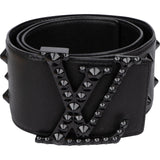 Louis Vuitton Black Leather Studded LV Initiales Pyramide Waist Belt (75 / 30) M6909