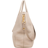 Prada Taupe Vitello Daino Leather Large Tote Handbag