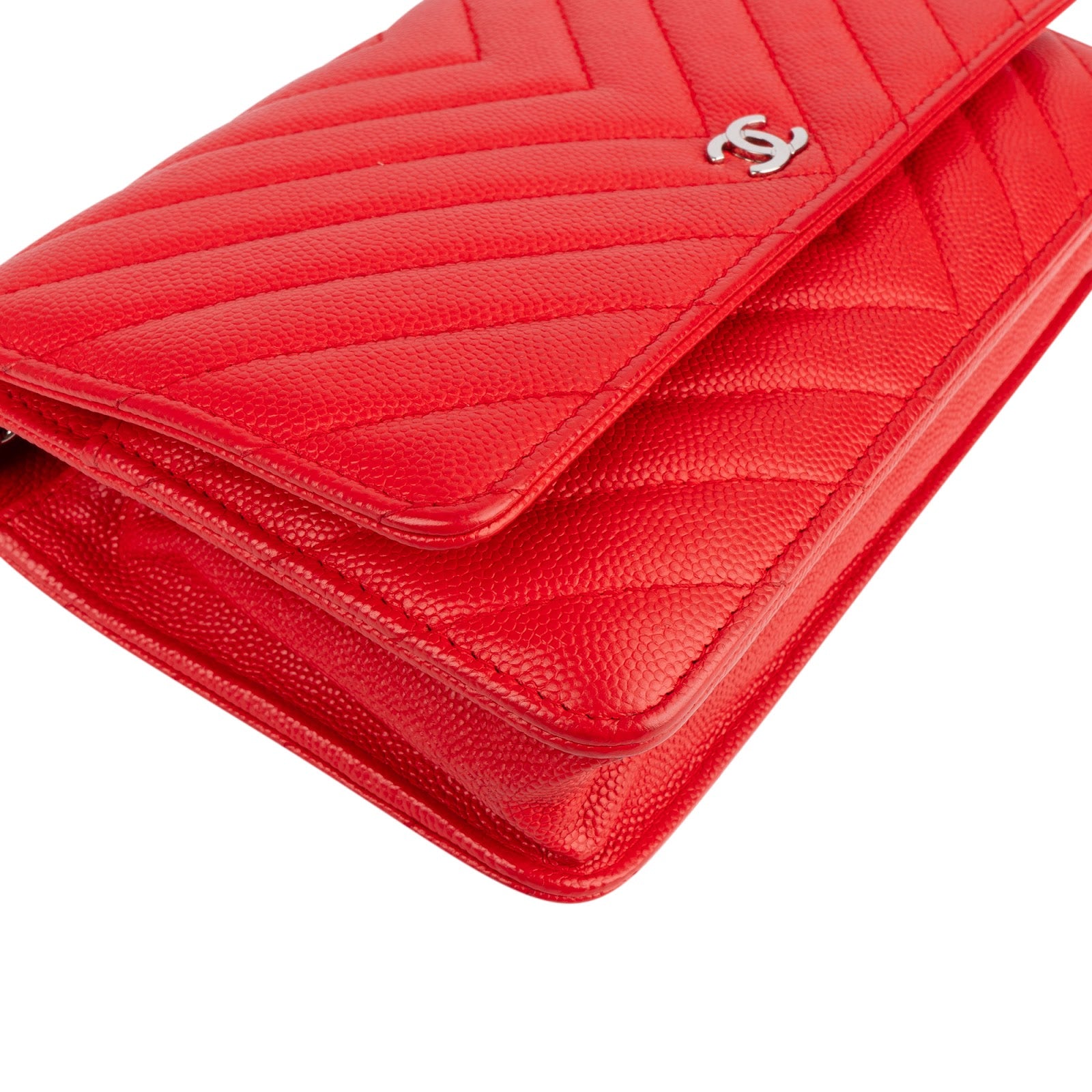 Chanel Chevron Caviar Leather Wallet On Chain Crossbody Bag - vintageandkickz
