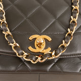 Chanel Quilted Lambskin 24K Gold Diana Single Flap Crossbody Bag
