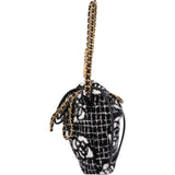 Chanel 22 Cashmere Checkered Rose Pattern Bucket Small Crossbody Handbag