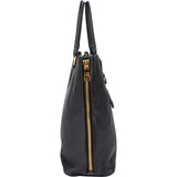 Prada Noir Vitello Phenix Leather Side Zipper Tote Handbag